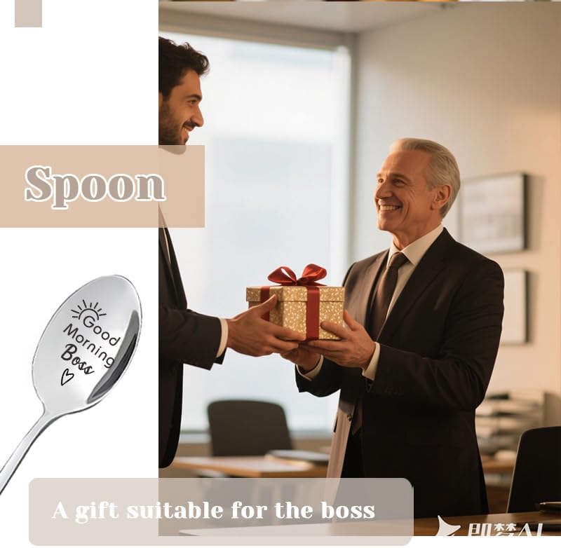 Borhmty Best Boss Gifts for Women Men Good Morning Boss Engraved Spoon Administrative Professional Day Gifts for Bosses Manager Birthday Gift for Women Men Administrator Supervisor Leader Spoons - Image 5